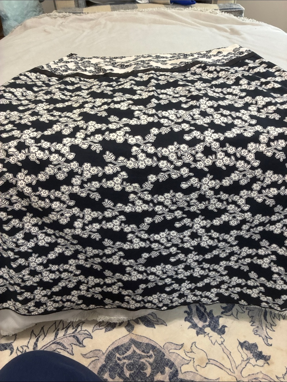 Michele Black and White Floral Midi Skirt